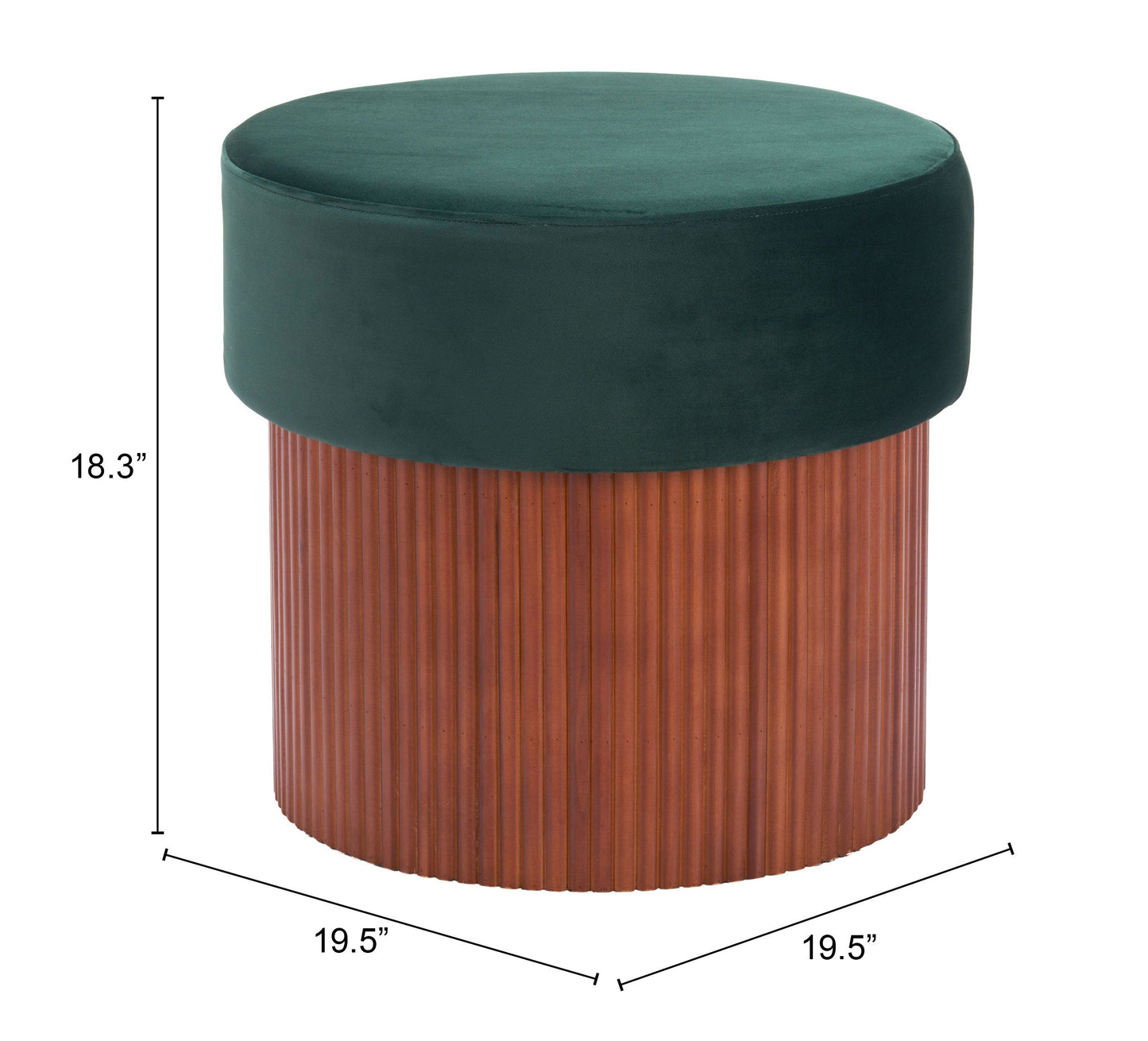 Boto Green Storage Ottoman - Ornate Home