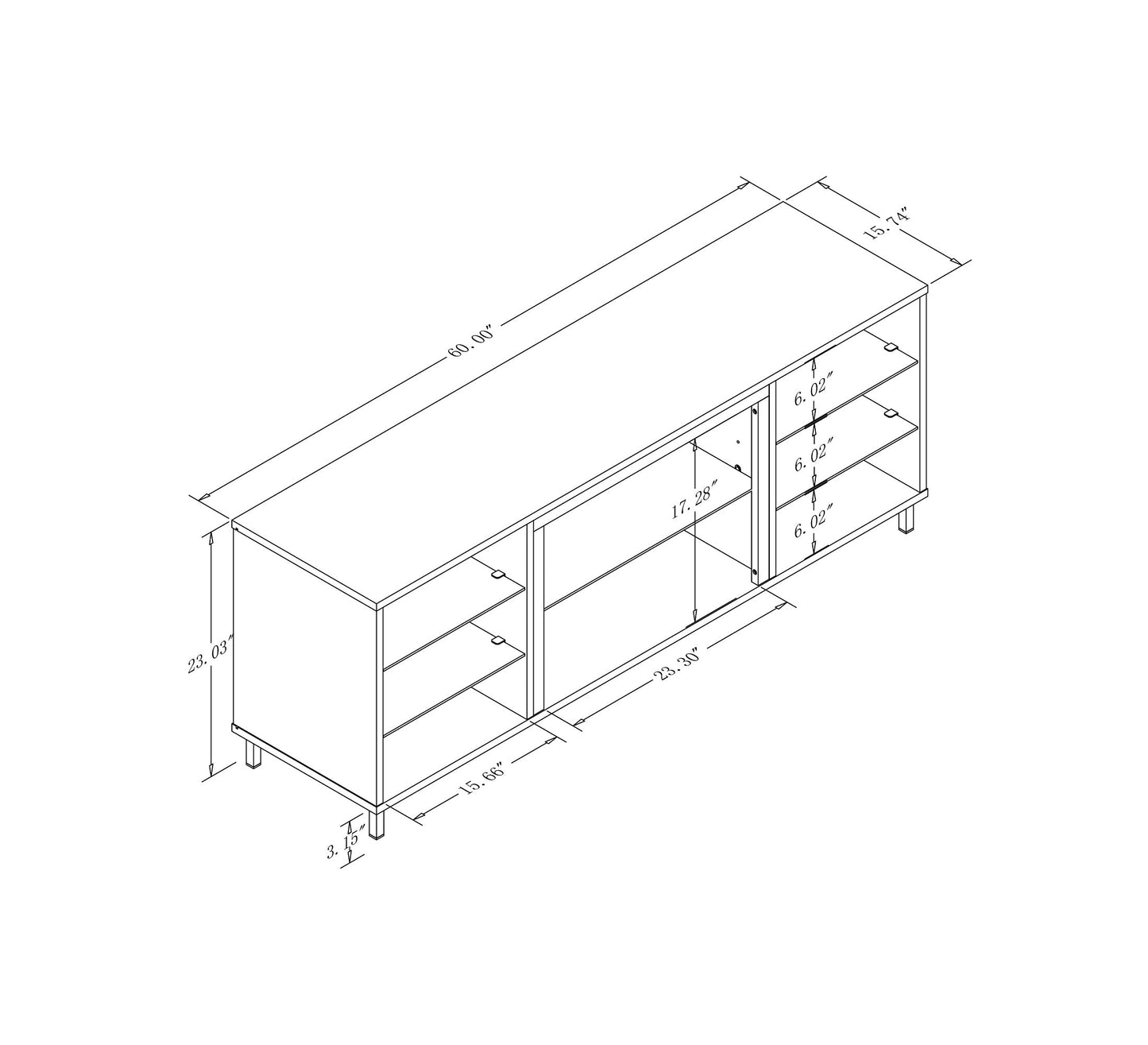 Brighton 60" TV Stand in Grey - Ornate Home
