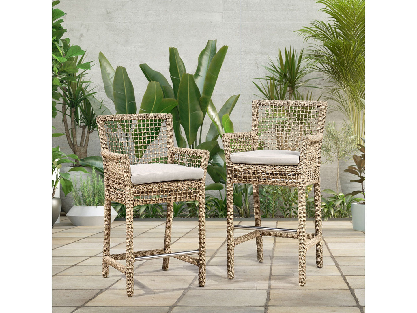 Brisbane Natural Outdoor Counter Stool - Ornate Home