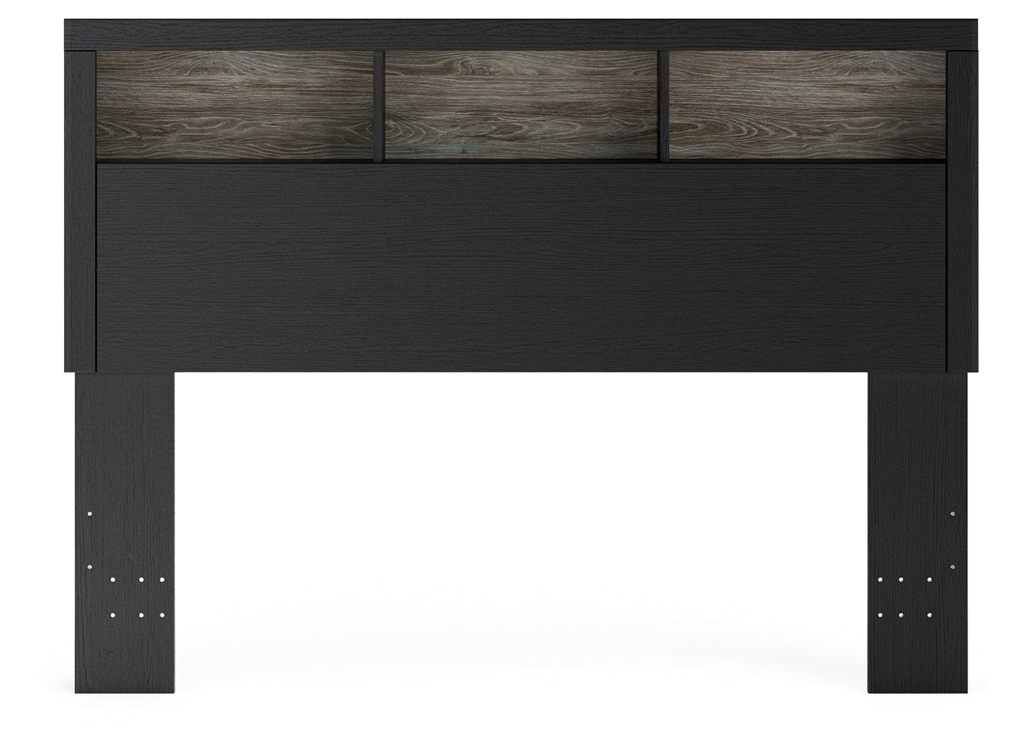 Broachmyn Black/Gray Lighted Queen Bookcase Headboard- Viva Furn