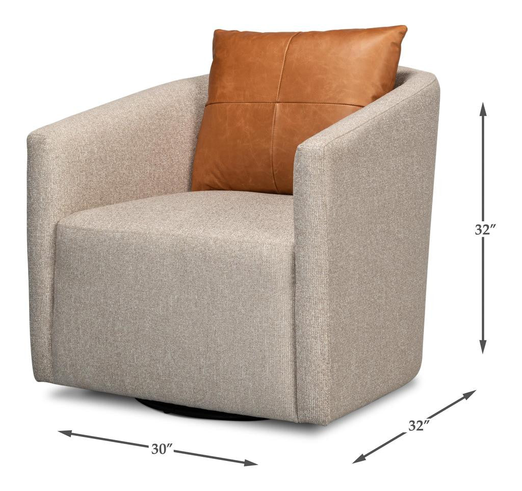 Bronson Beige Swivel Chair - Ornate Home