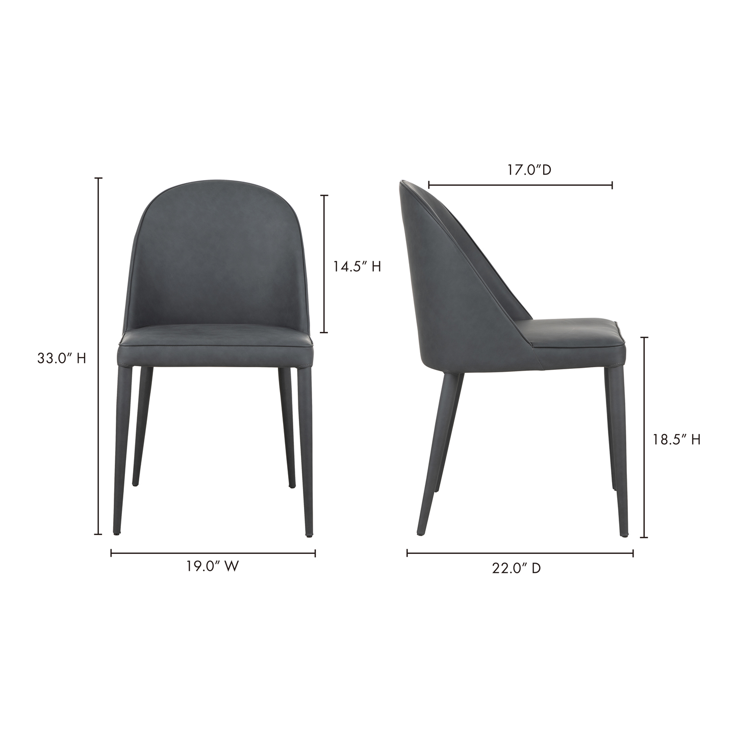 Burton Black Fade Vegan Leather Dining Chair (Set of 2) - Ornate Home