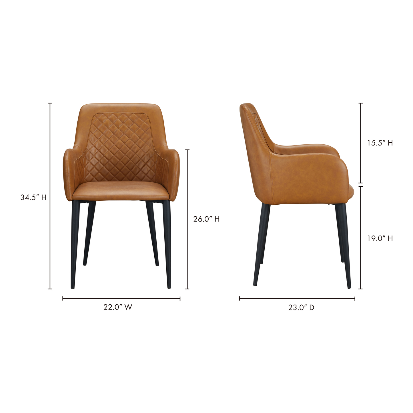 Cantata Tawny Vegan Leather Dining Chair (Set of 2) - Ornate Home