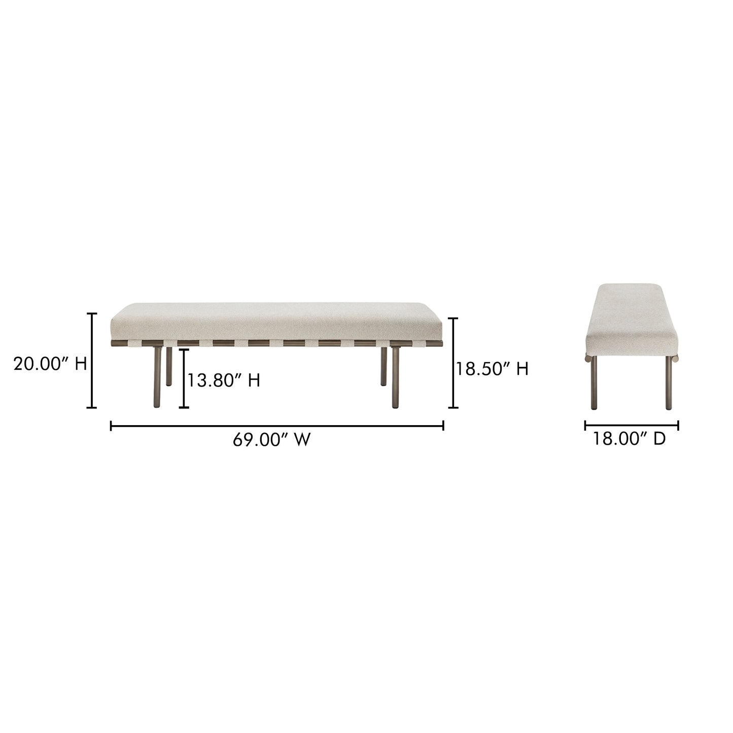 Carson Beige Dining Bench - Ornate Home