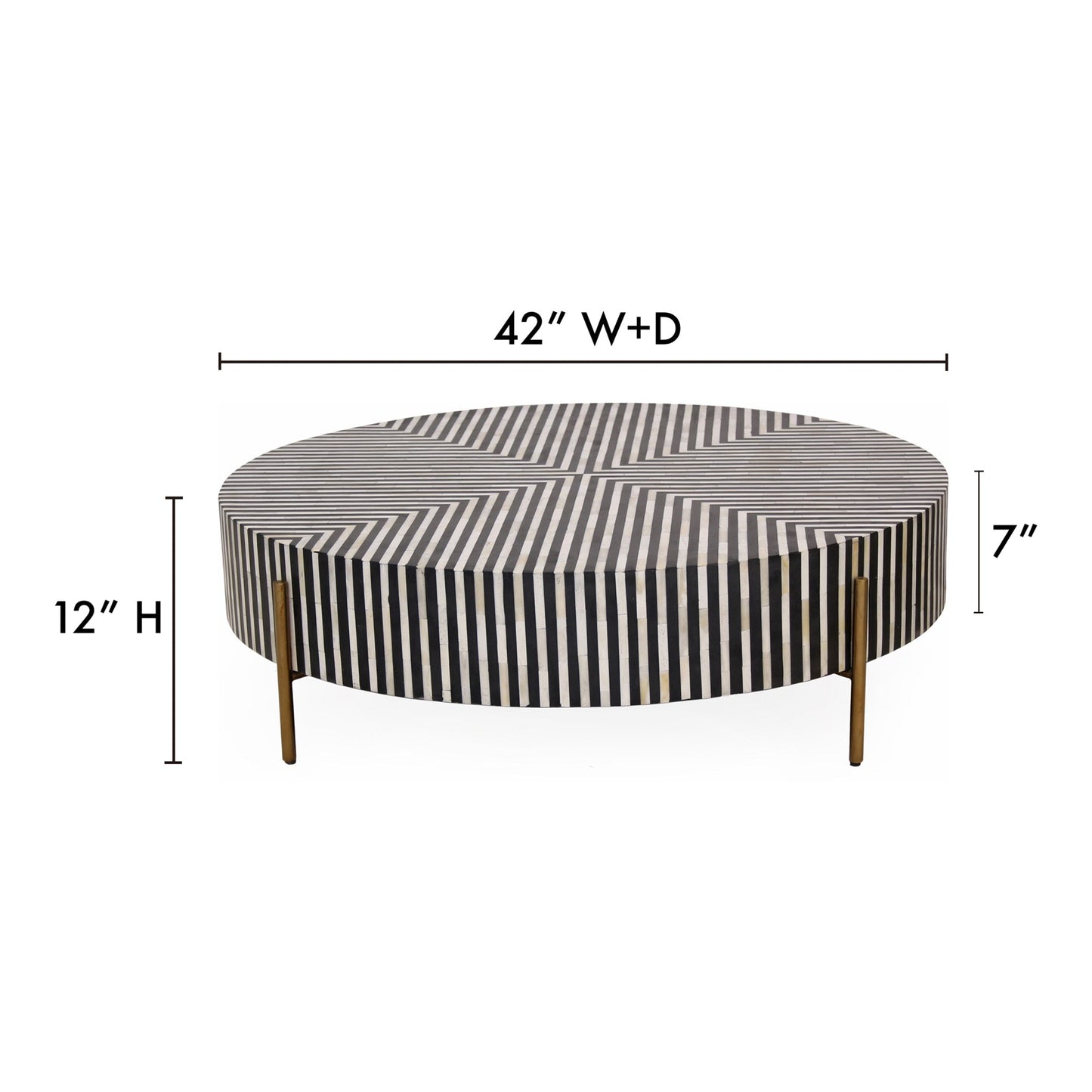 Chameau Black/White Medium Coffee Table - Ornate Home