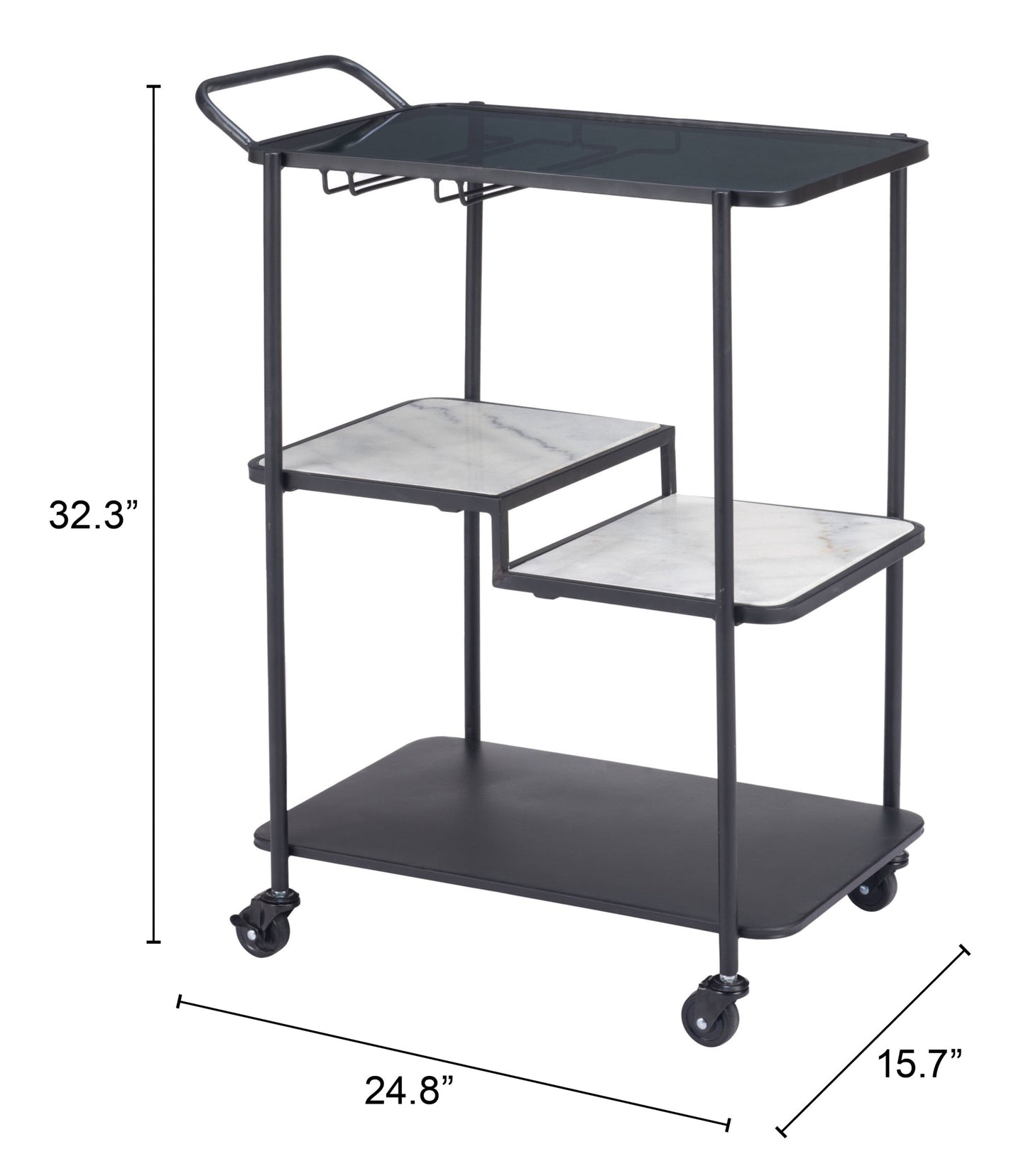 Constanza Black Bar Cart - Ornate Home