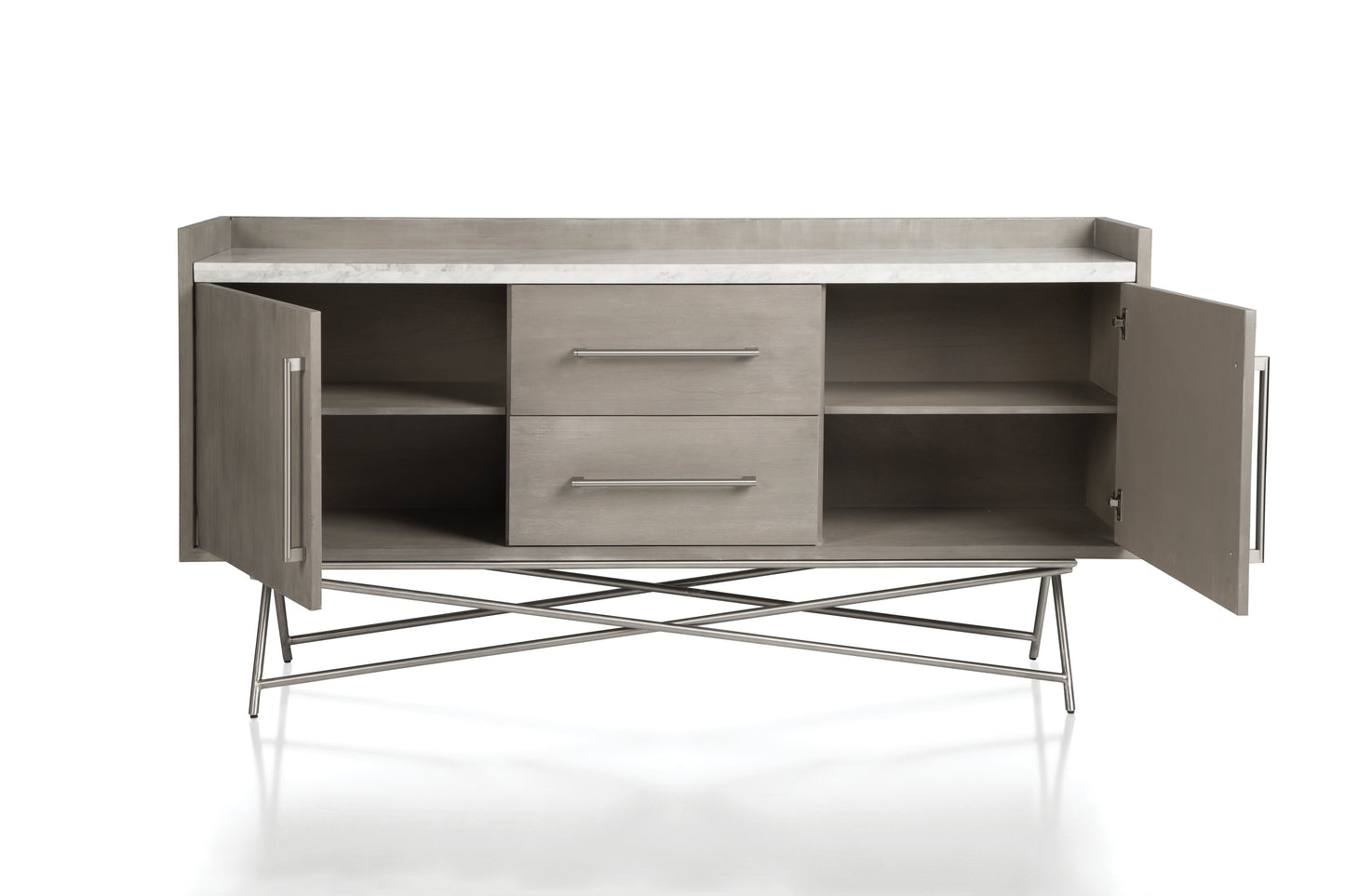 Coral Marble Top Rectangular Sideboard in Antique Grey - Ornate Home