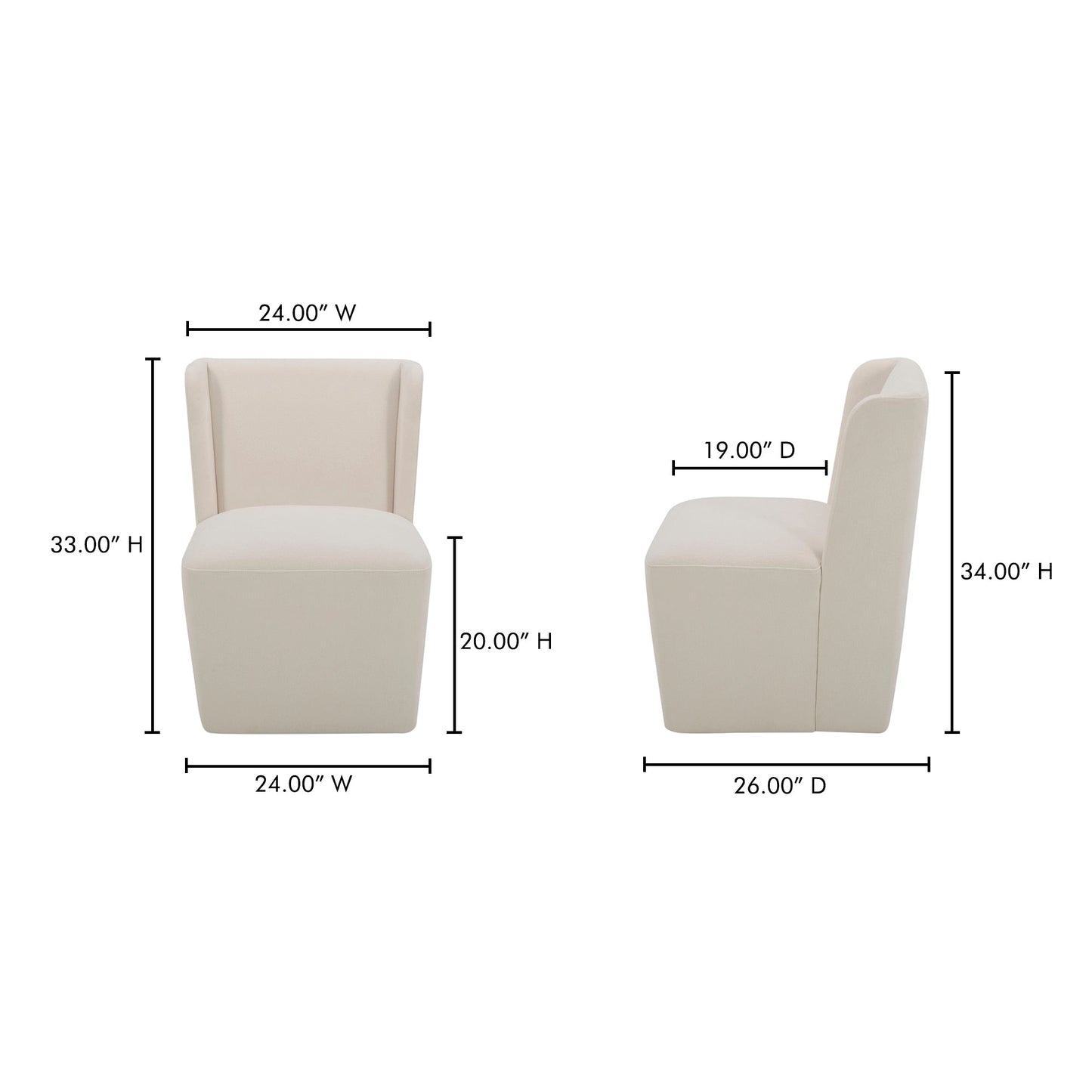 Cormac Cream Rolling Dining Chair - Ornate Home