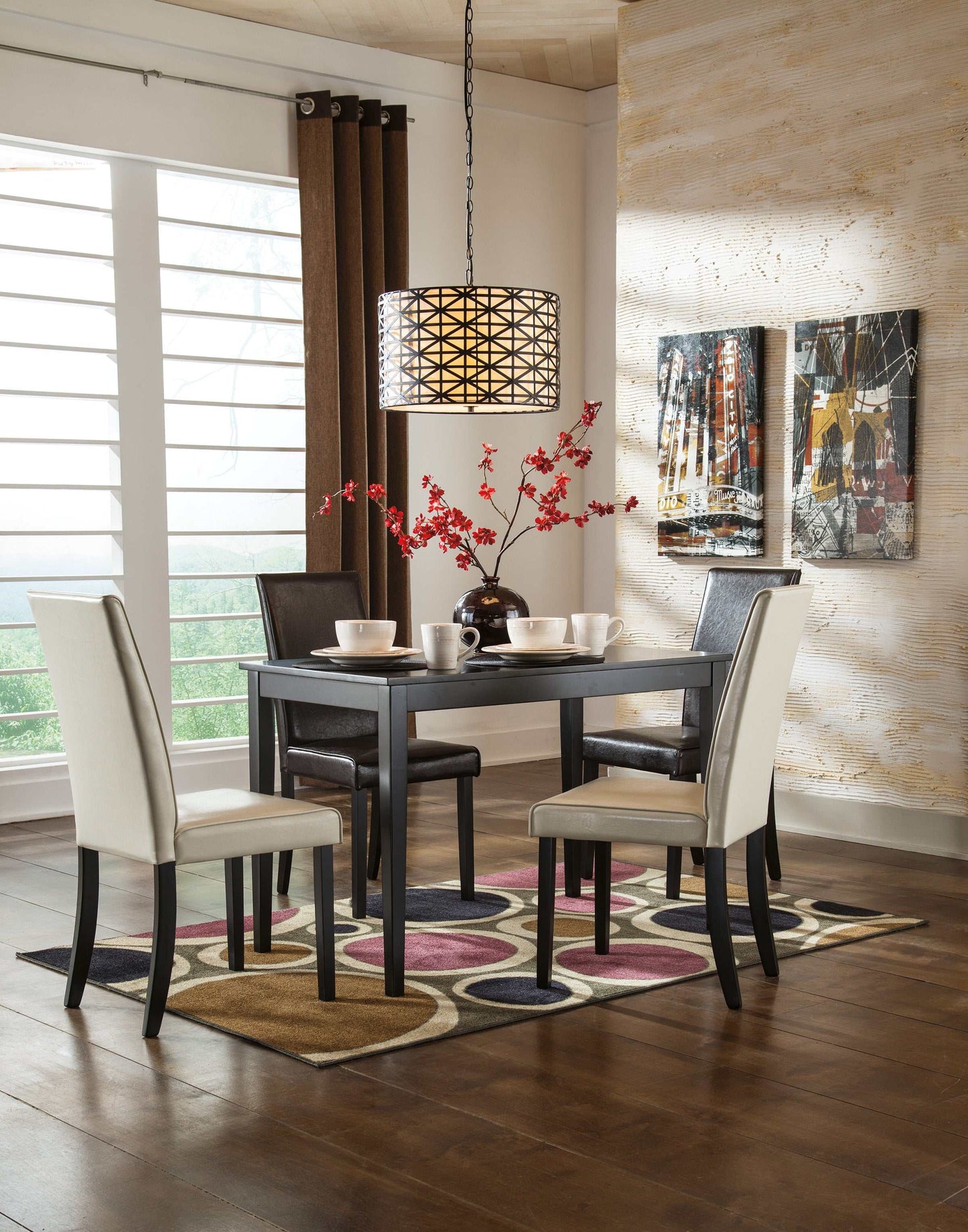 Kimonte Faux Leather Dining Room Set / 5pc