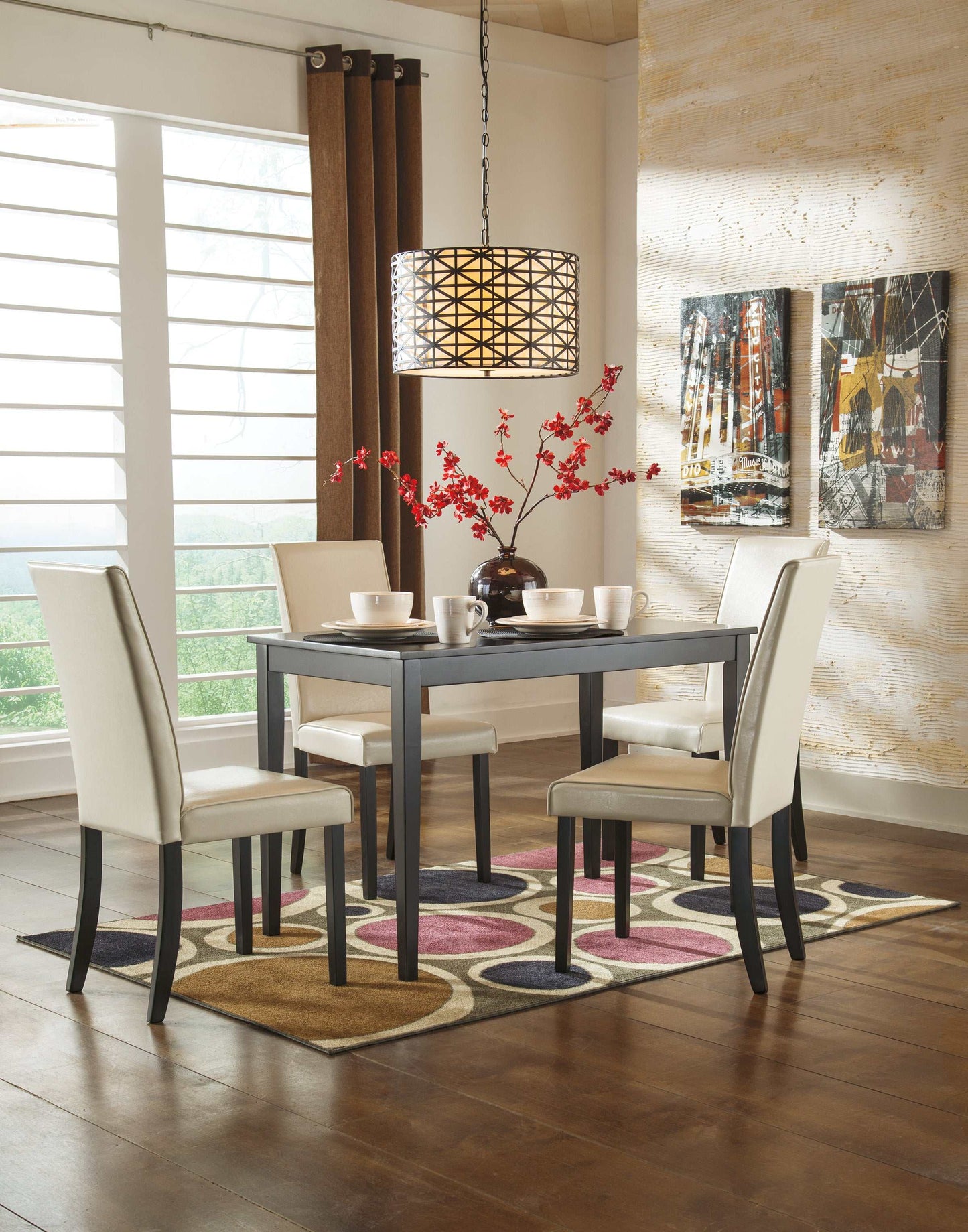 Kimonte Faux Leather Dining Room Set / 5pc