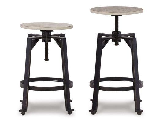 Karisslyn Whitewash/Black Counter Height Stool (Set of 2)