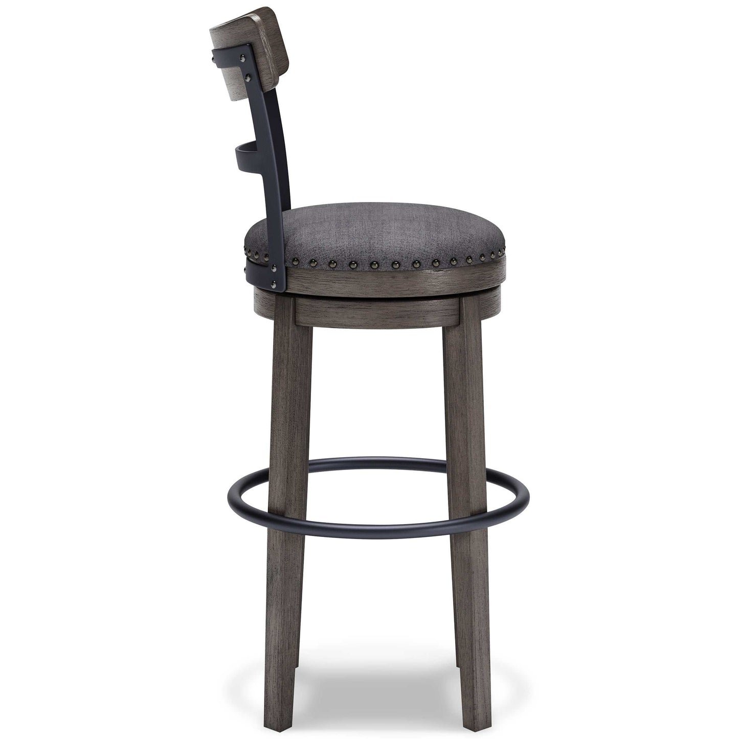 Caitbrook Gray Swivel Bar Height Bar Chair / 1pc