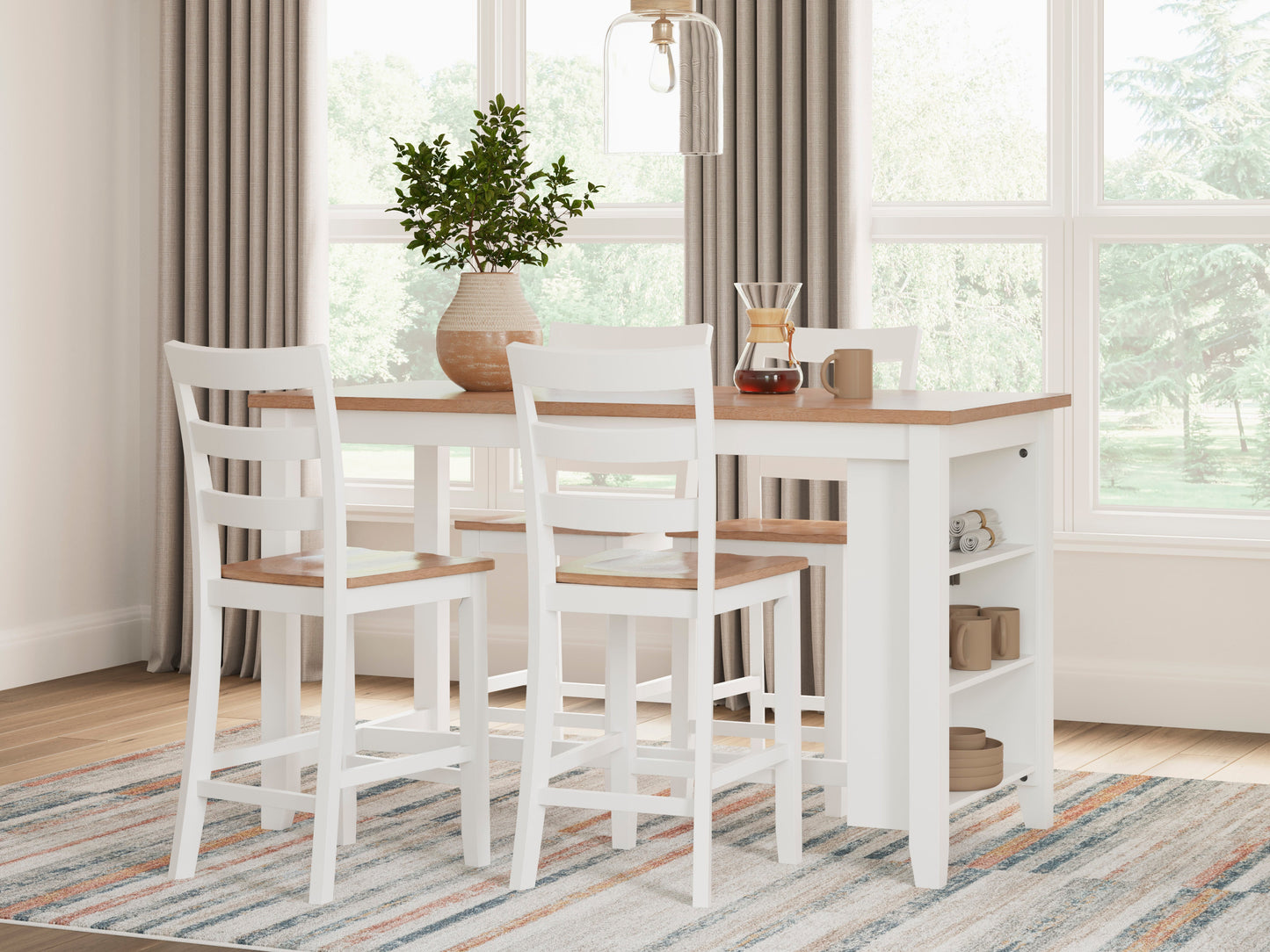 Gesthaven Natural/White Counter Height Dining Room Chair (Set of 2)