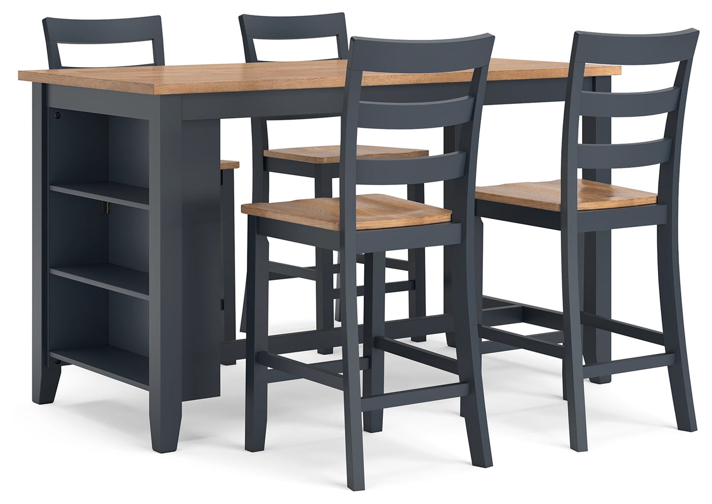 Gesthaven Natural/Blue Counter Height Dining Table and 4 Barstools