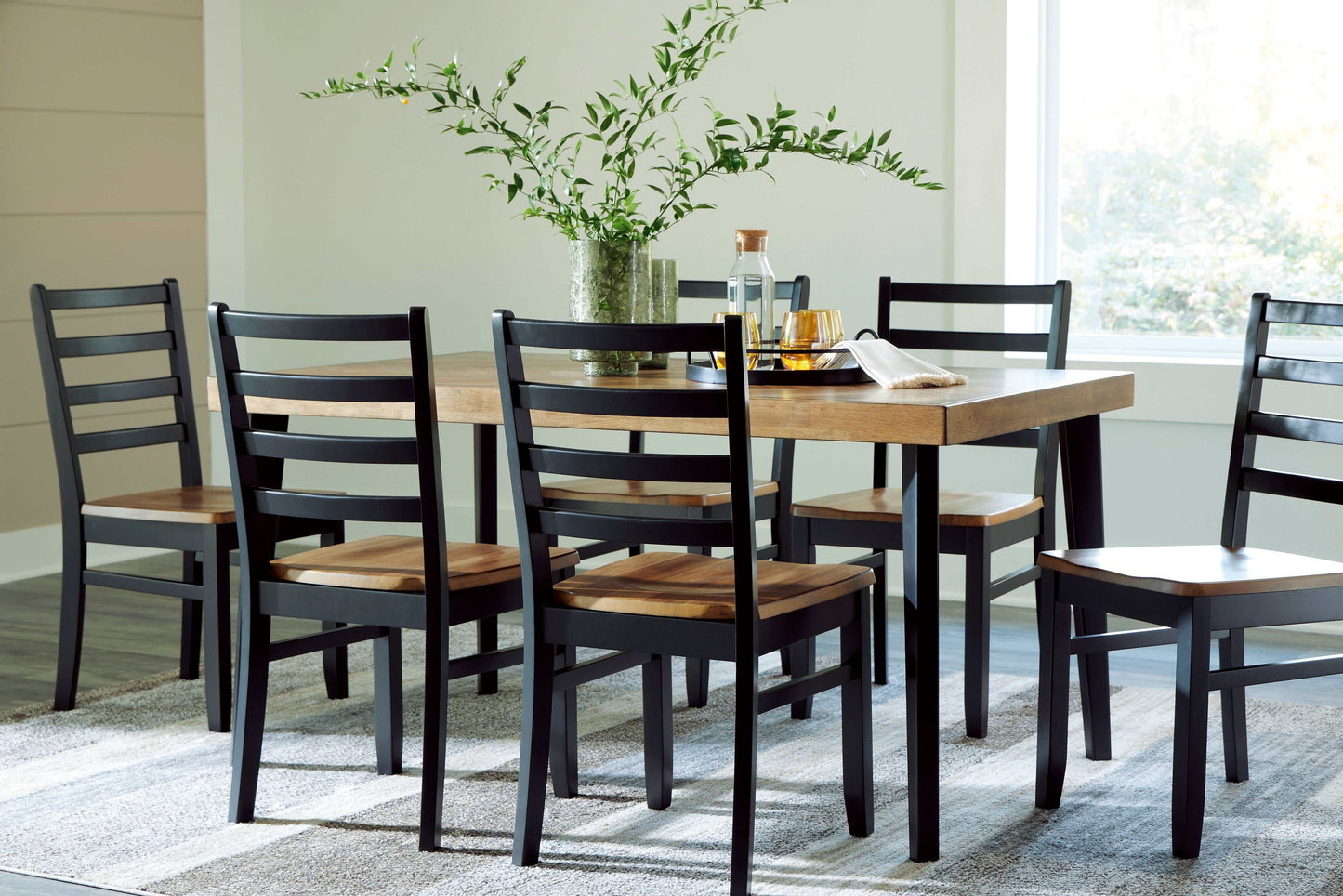 Blondon Brown & Black Dining Room Set (Set of 7)