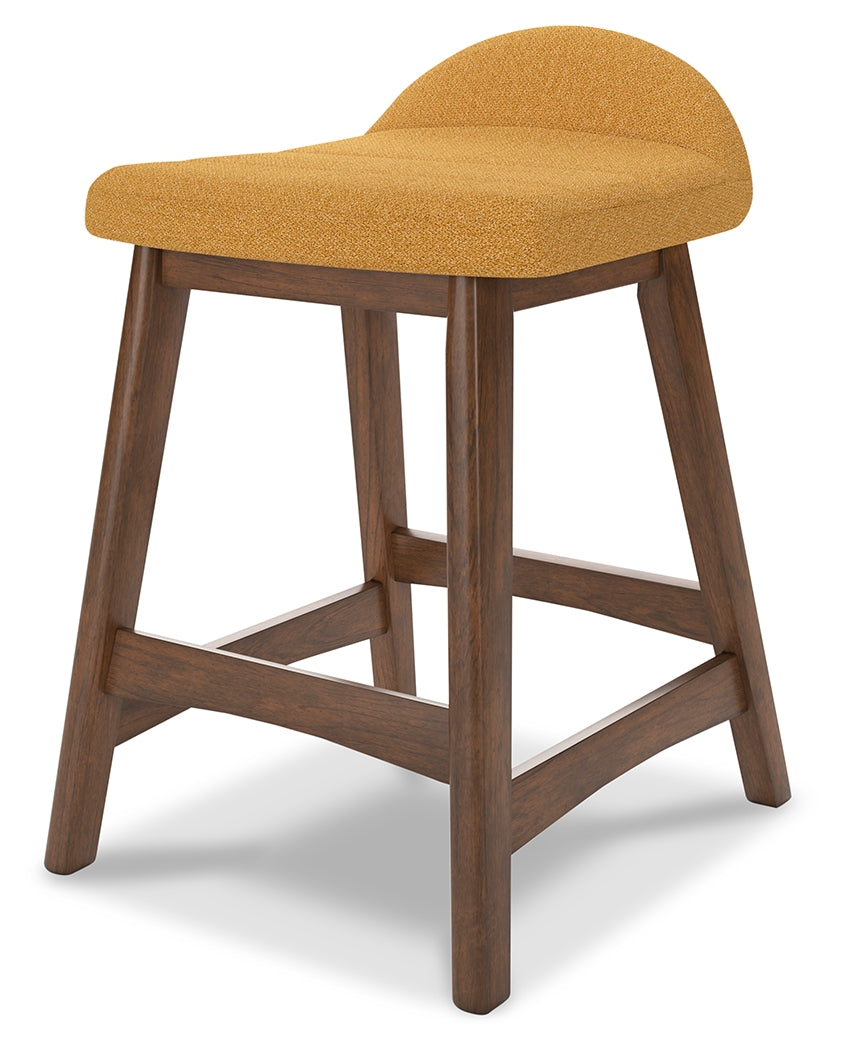 Lyncott Mustard/Brown Counter Height Bar Stool