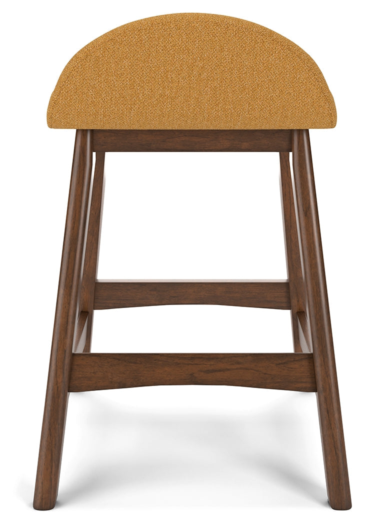 Lyncott Mustard/Brown Counter Height Bar Stool