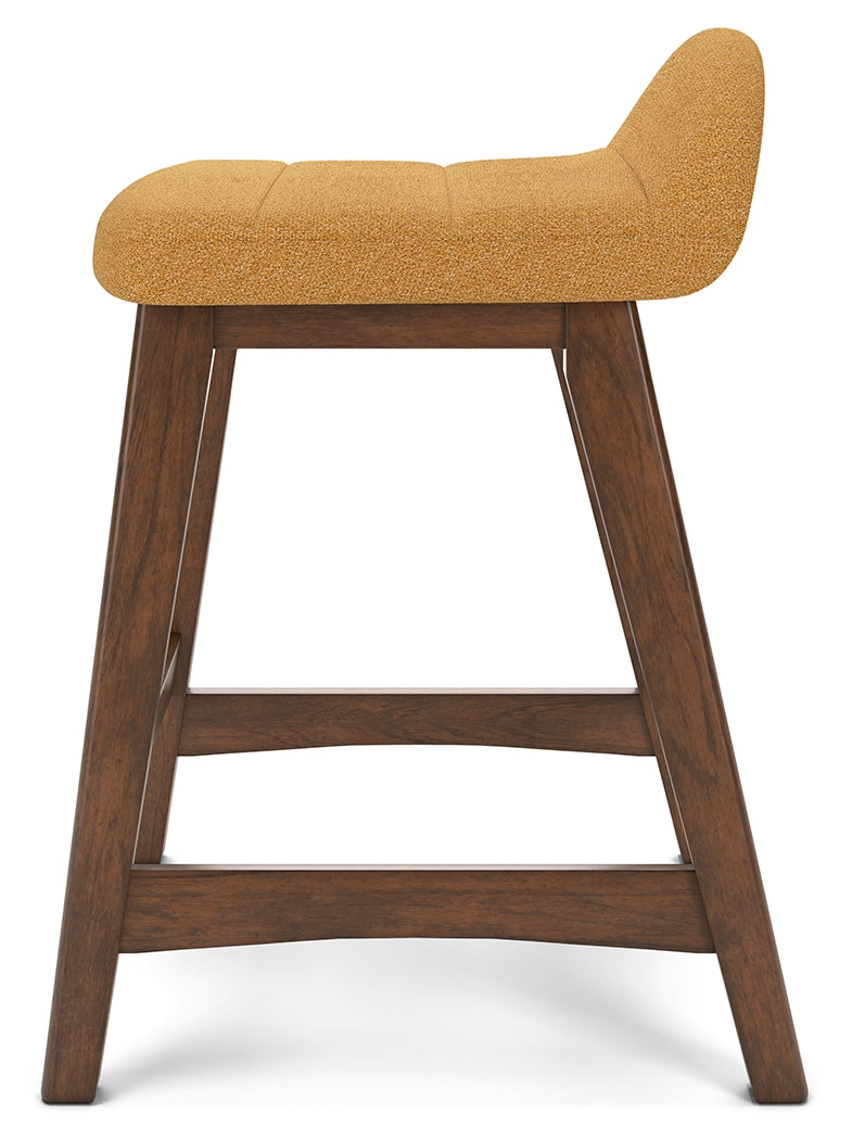 Lyncott Mustard/Brown Counter Height Bar Stool
