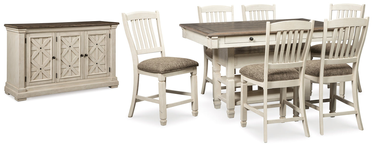 Bolanburg Two-tone Counter Height Dining Table and 6 Barstools with Server