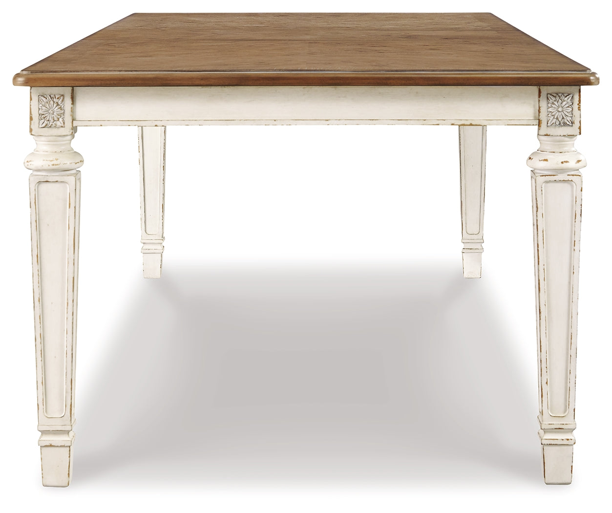 Realyn Chipped White Dining Table with 8 Chairs