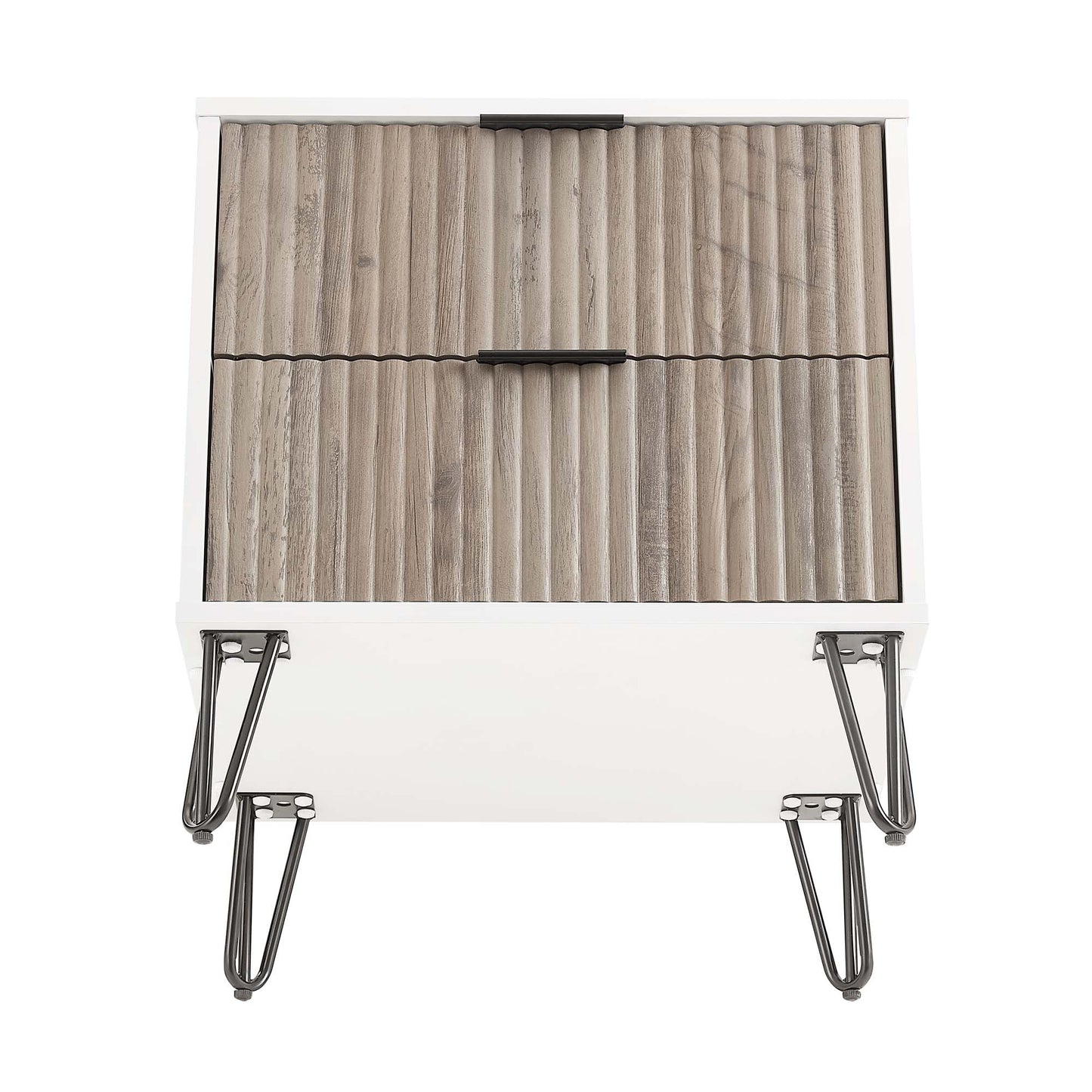 DUMBO 2.0 Nightstand in White and Rustic Grey (set of 2) - Ornate Home