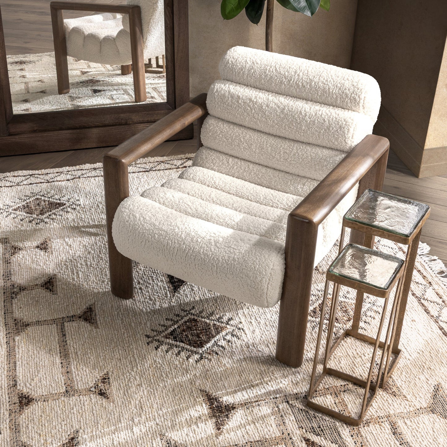 Dahlia Ivory Fleece Accent Chair - Ornate Home