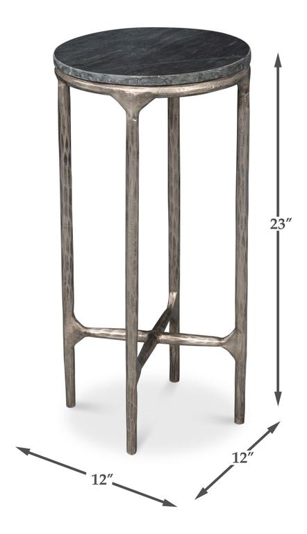Derrick Black Iron End Table With Marble Top - Ornate Home