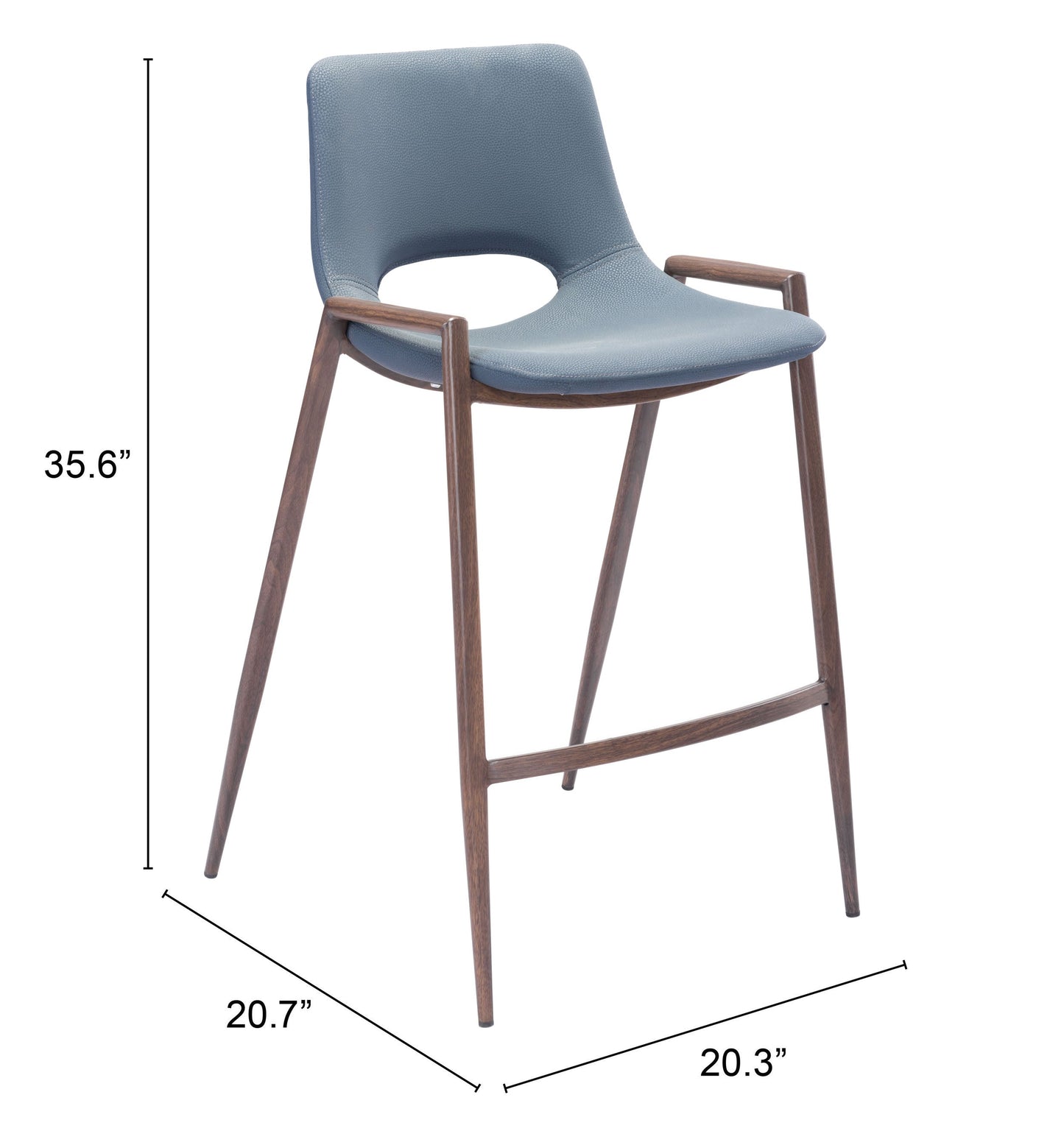 Desi Azure Gray & Walnut Counter Stool (Set of 2) - Ornate Home