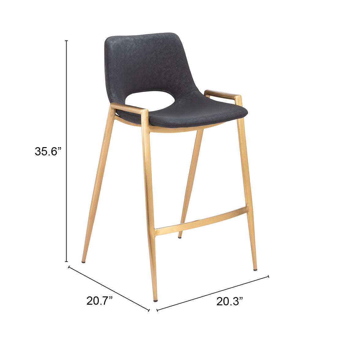 Desi Black & Gold Counter Stool (Set of 2) - Ornate Home