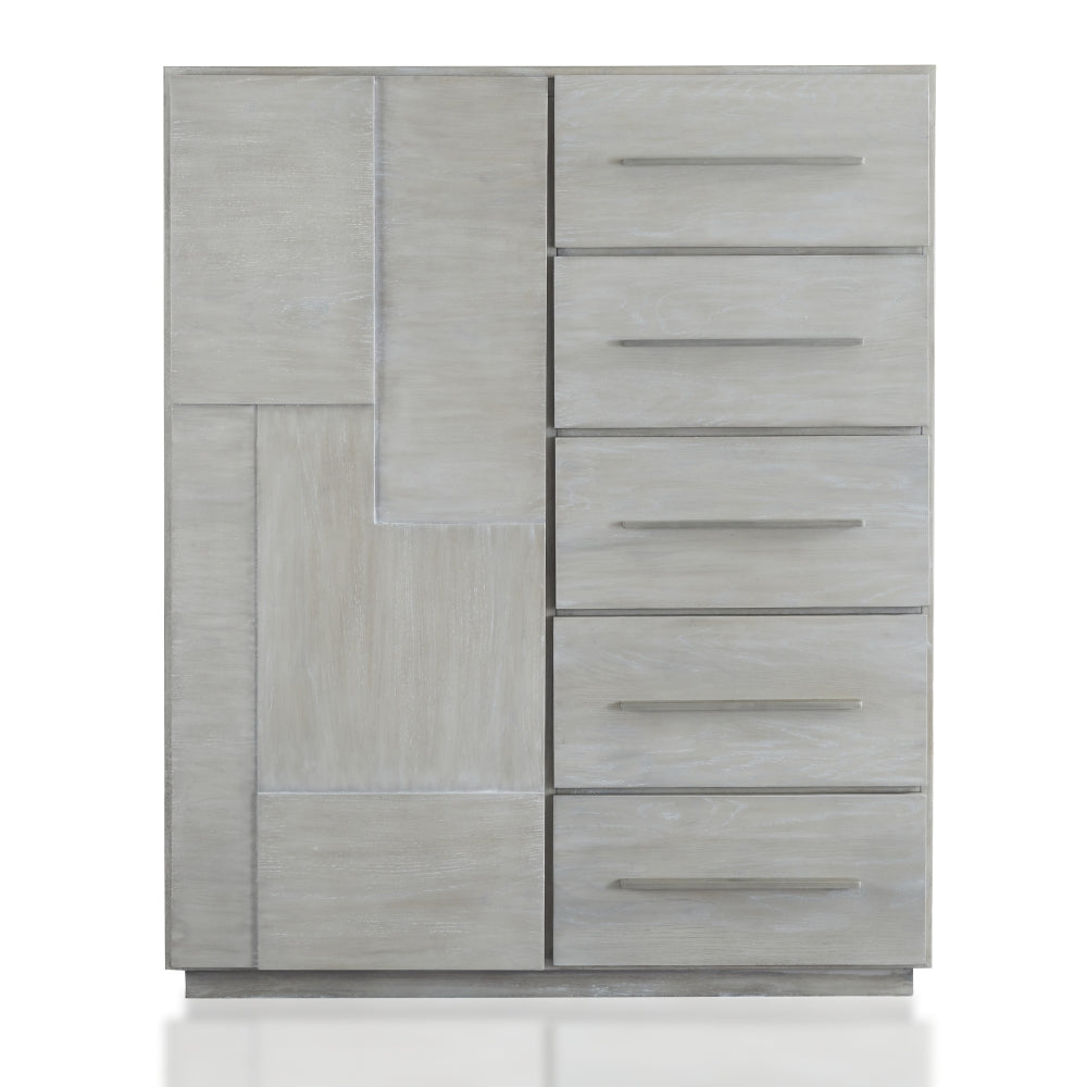Destination Five Drawer One Door Sweater Chest in Cotton Grey - Ornate Home