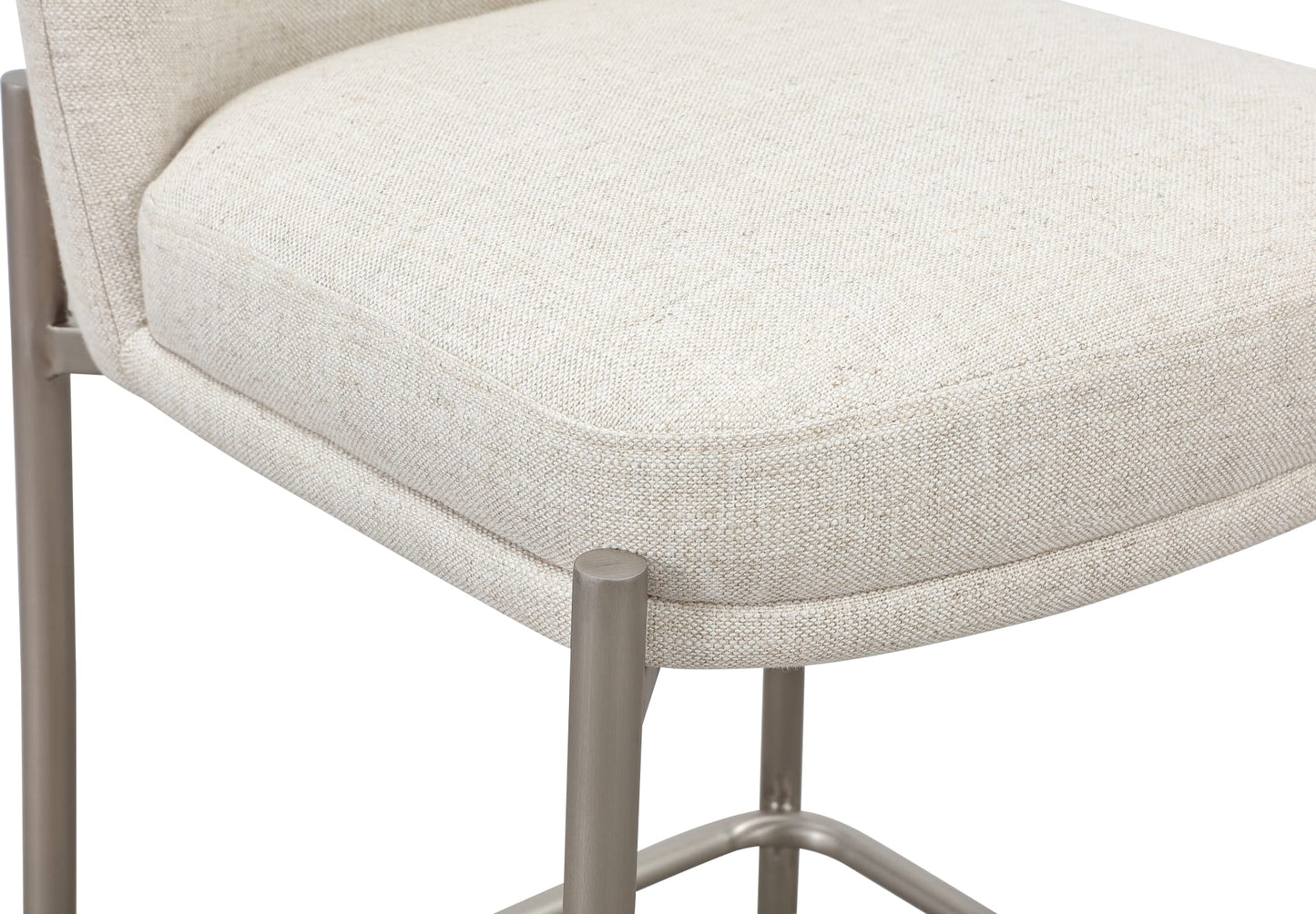 Dion Natural/Brushed Nickel Upholstered Counter Stool (Set of 2) - Ornate Home