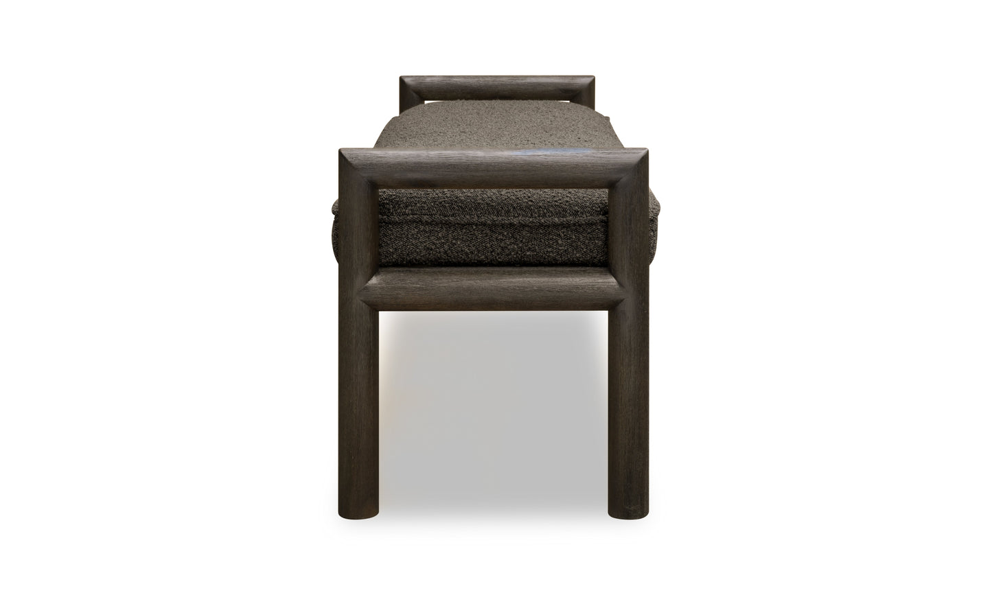 Dorsey Boucle Upholstered Wooden Bench in Basalt Grey and Pumpernickel - Ornate Home