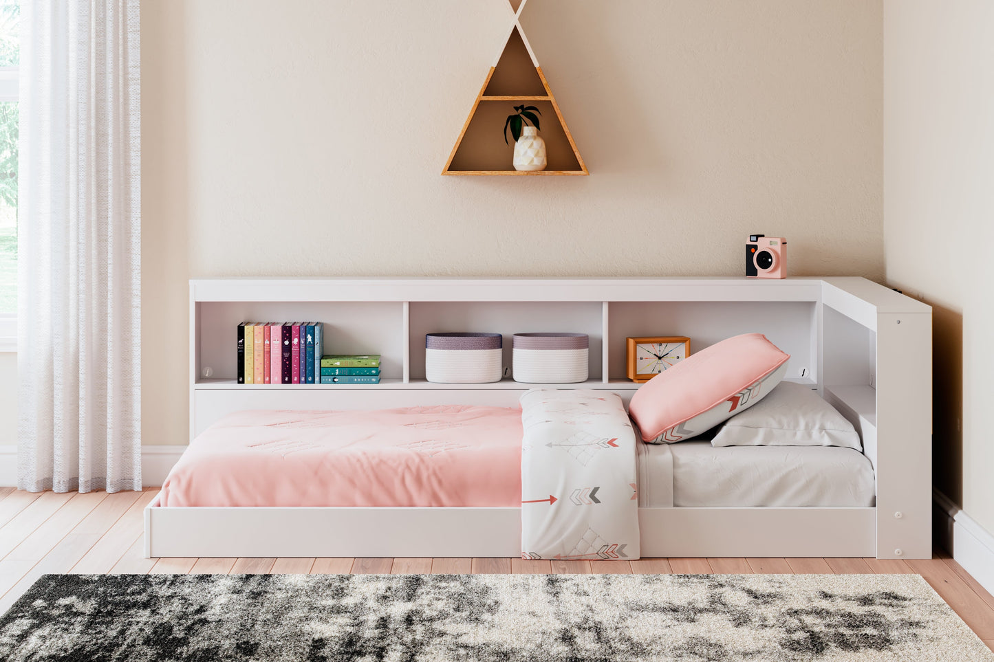 Piperton White Twin Bookcase Storage Youth Bed