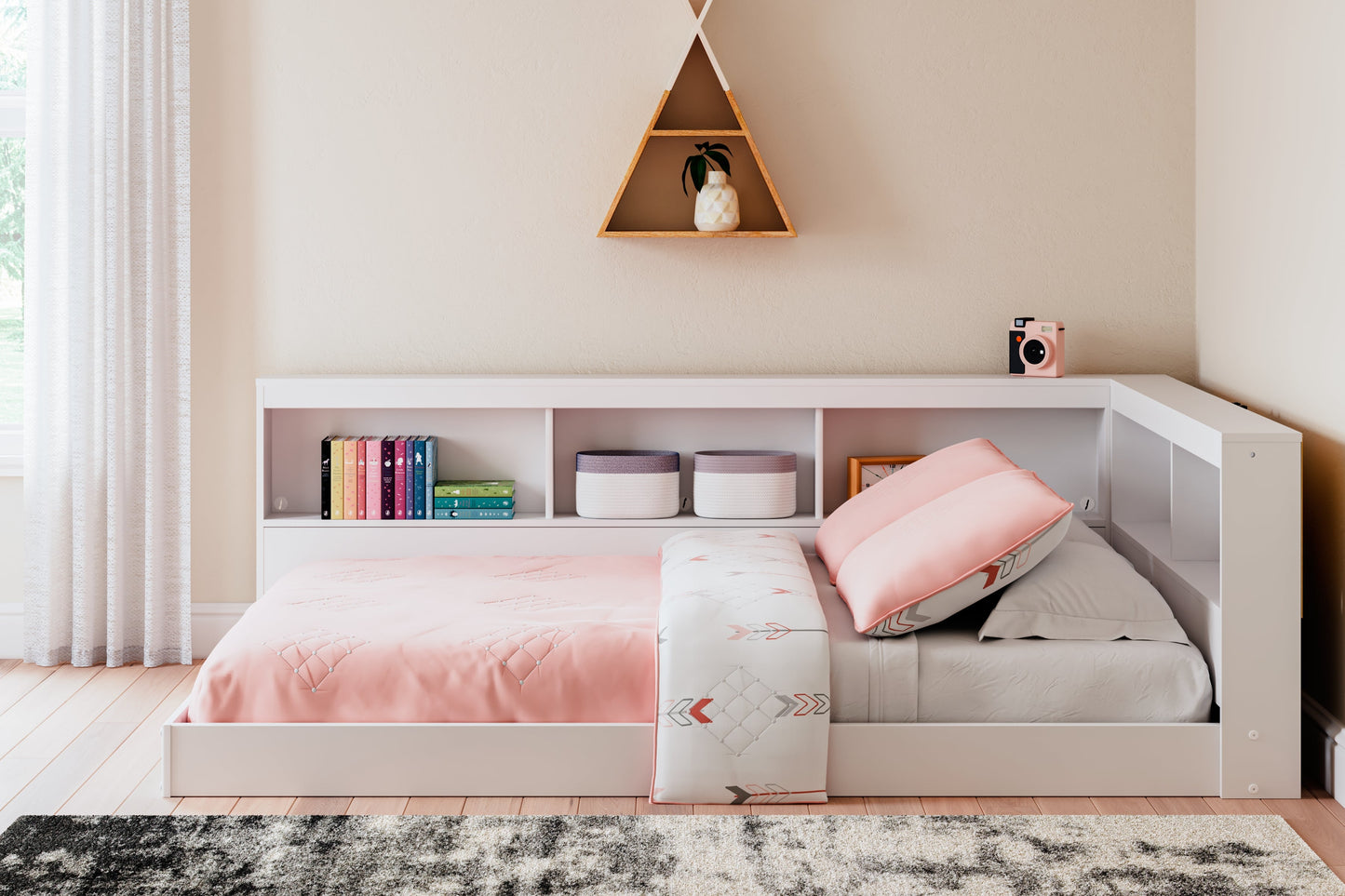 Piperton White Full Bookcase Storage Youth Bed