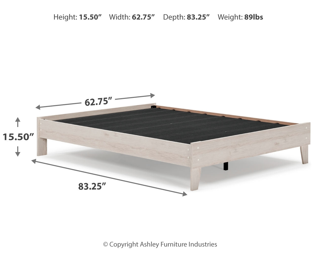 Socalle Natural Queen Panel Platform Bed with Dresser and Nightstand
