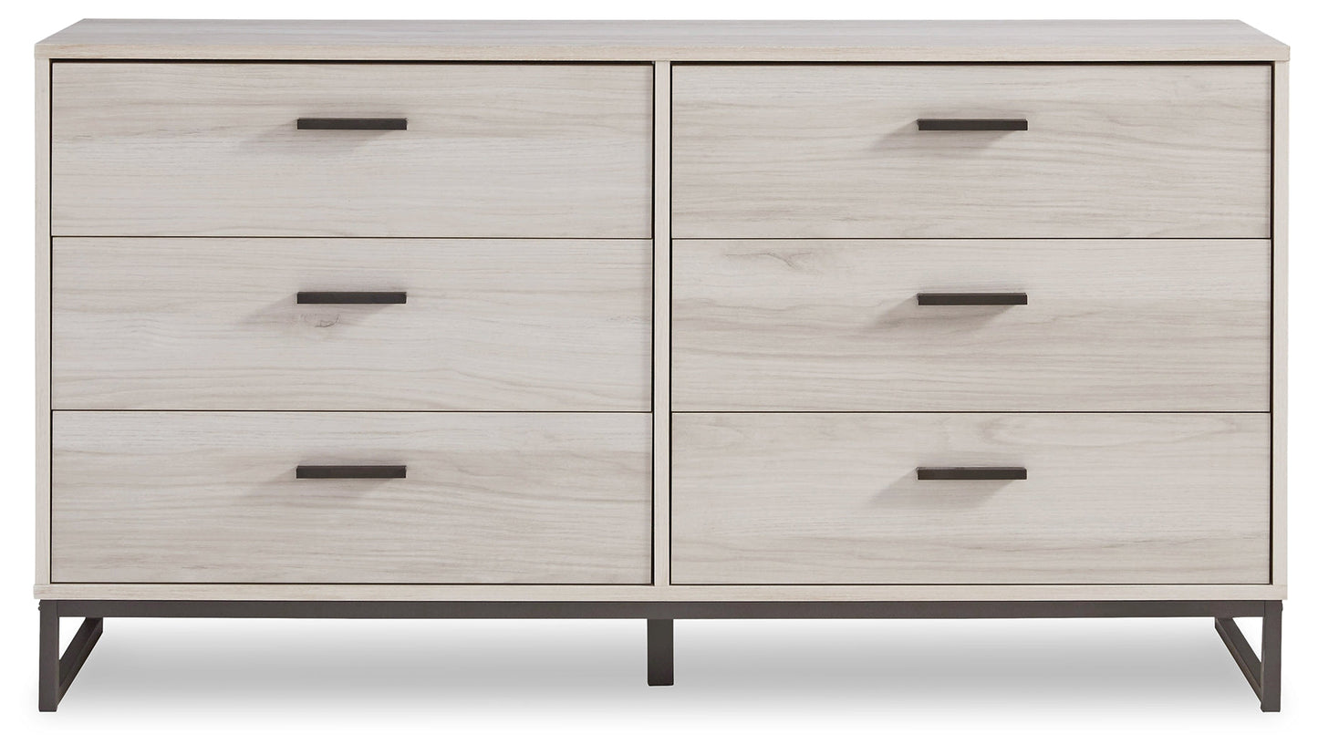 Socalle Natural Queen Panel Platform Bed with Dresser and Nightstand