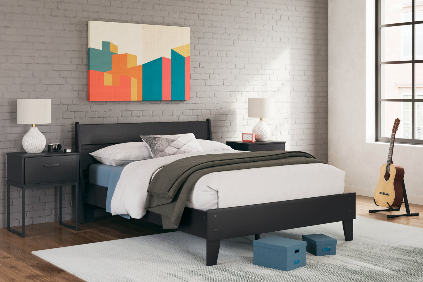 Socalle Black Full Panel Platform Youth Bed