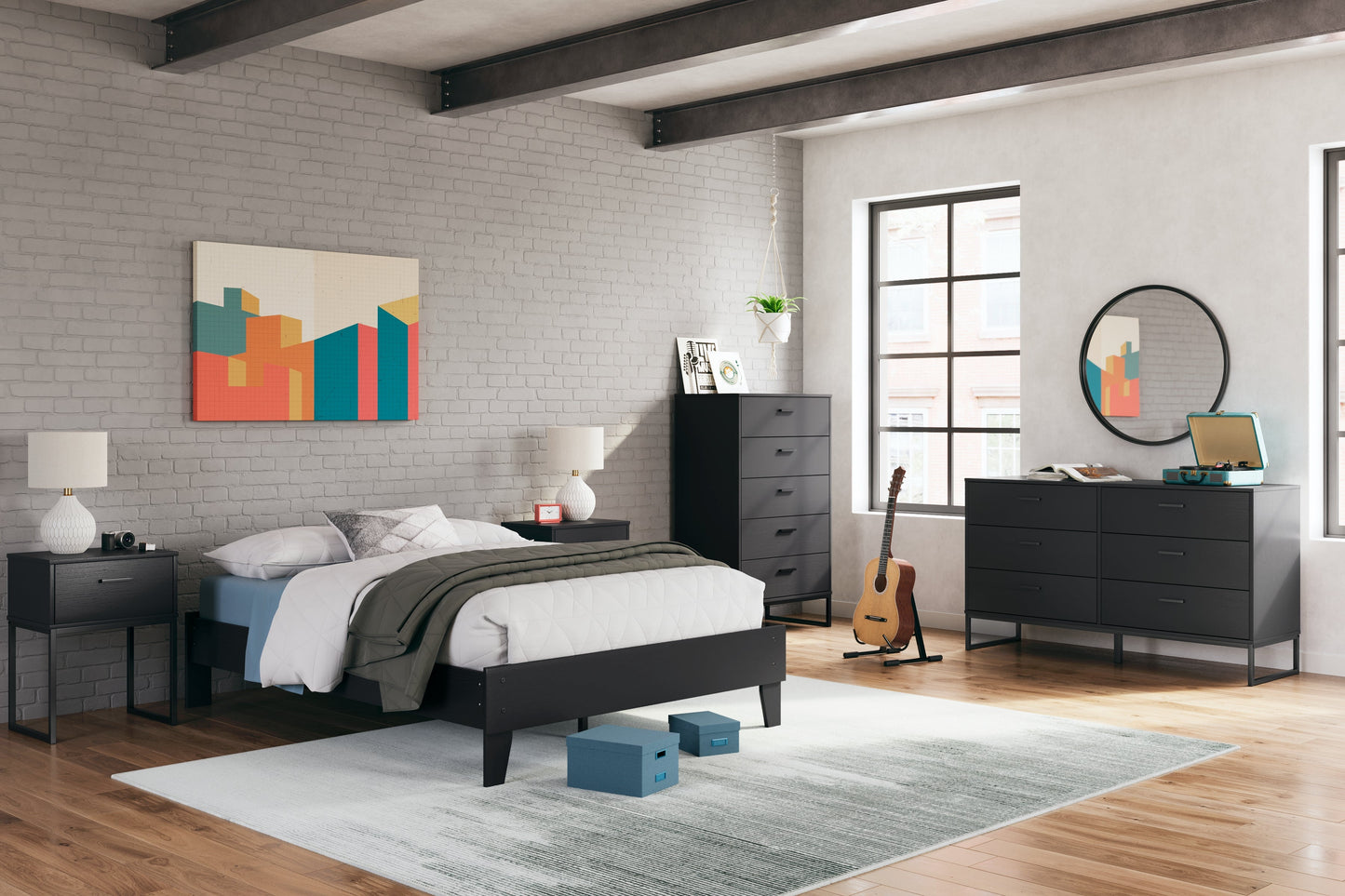 Socalle Black Full Platform Bed