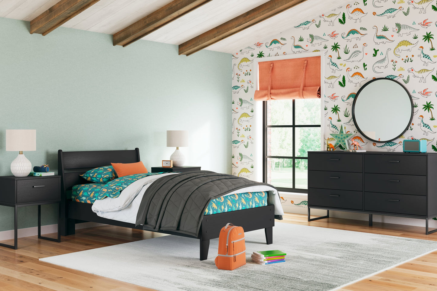 Socalle Black Twin Panel Platform Youth Bed
