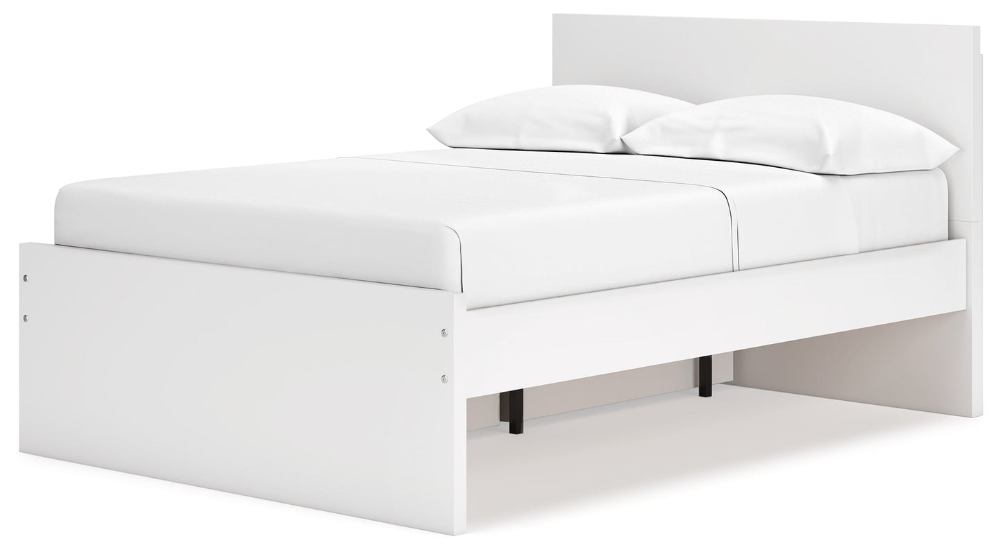 Onita White Full Panel Platform Youth Bed with 1 Side Storage