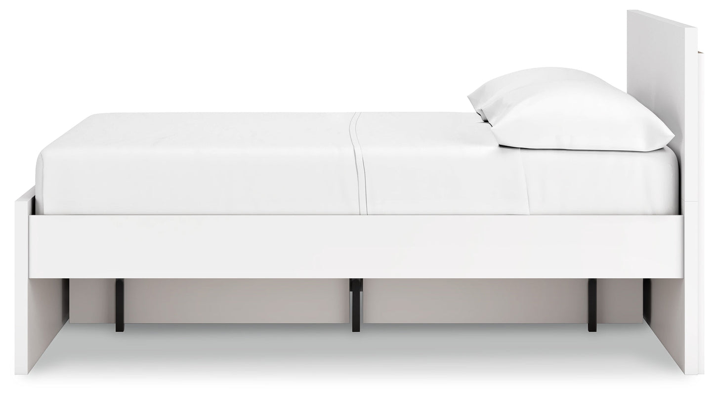 Onita White Full Panel Platform Youth Bed with 1 Side Storage