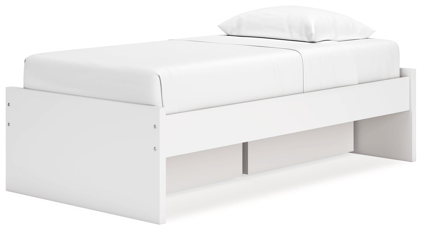 Onita White Twin Platform Youth Bed with 1 Side Storage