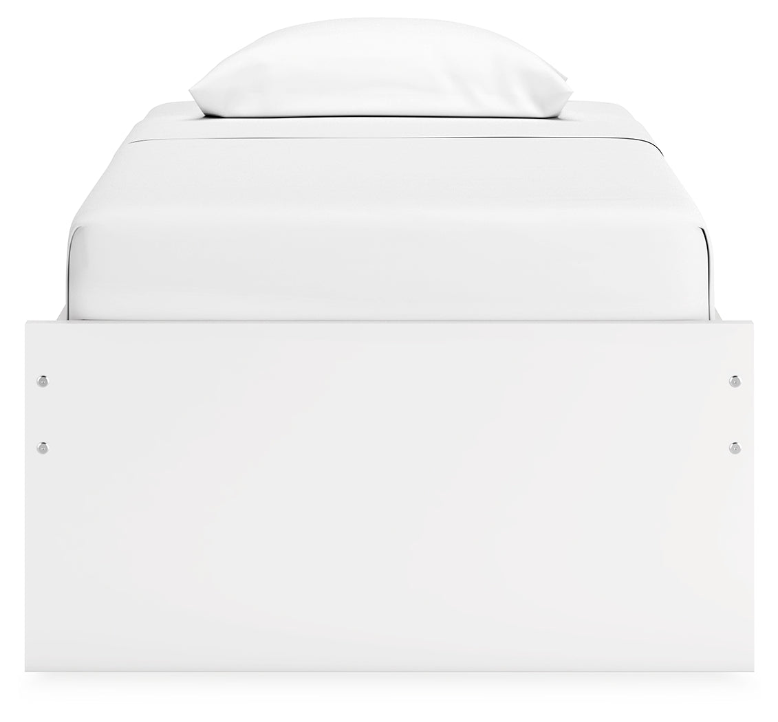 Onita White Twin Platform Youth Bed with 1 Side Storage