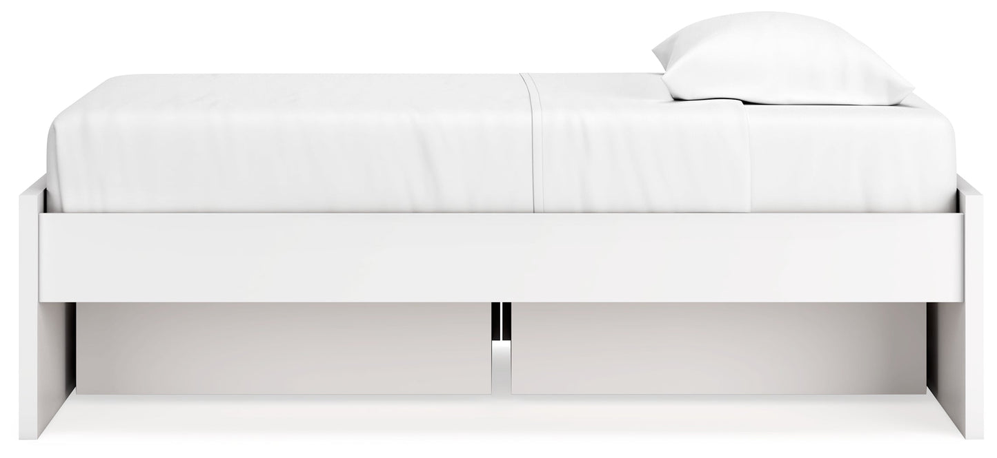 Onita White Twin Platform Youth Bed with 1 Side Storage