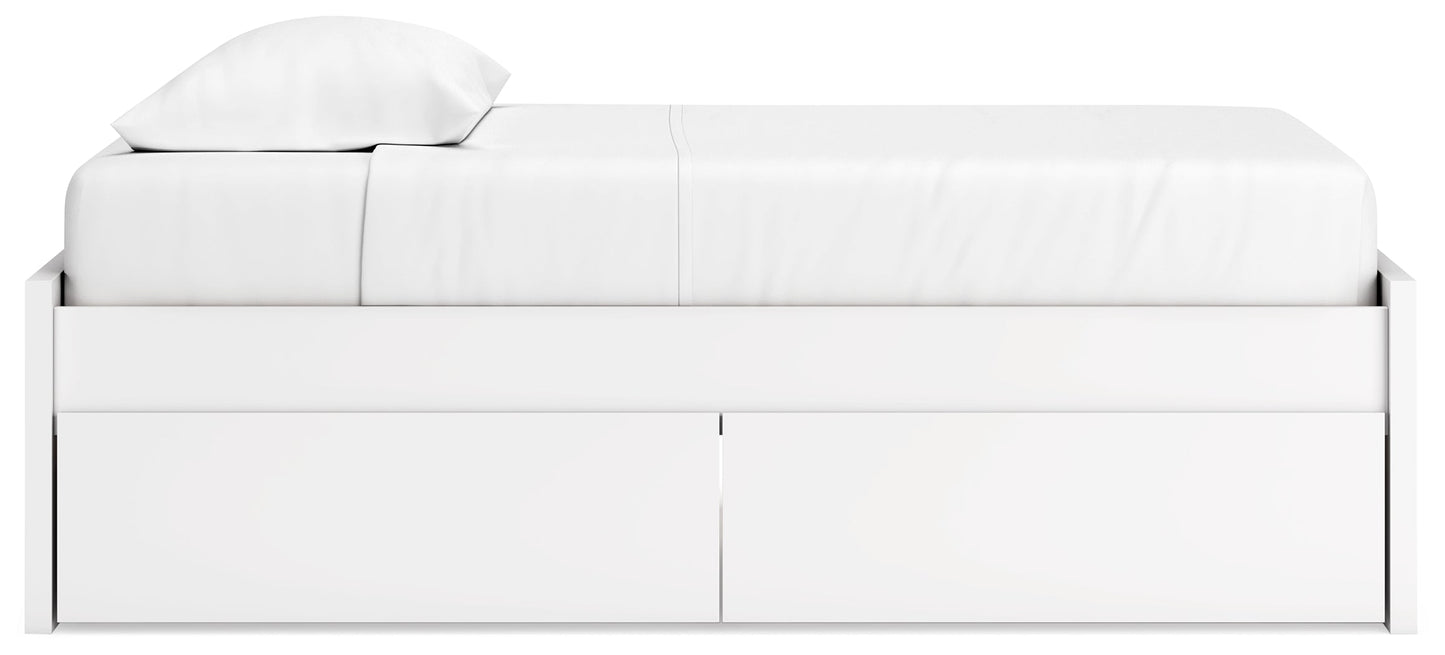 Onita White Twin Platform Youth Bed with 1 Side Storage
