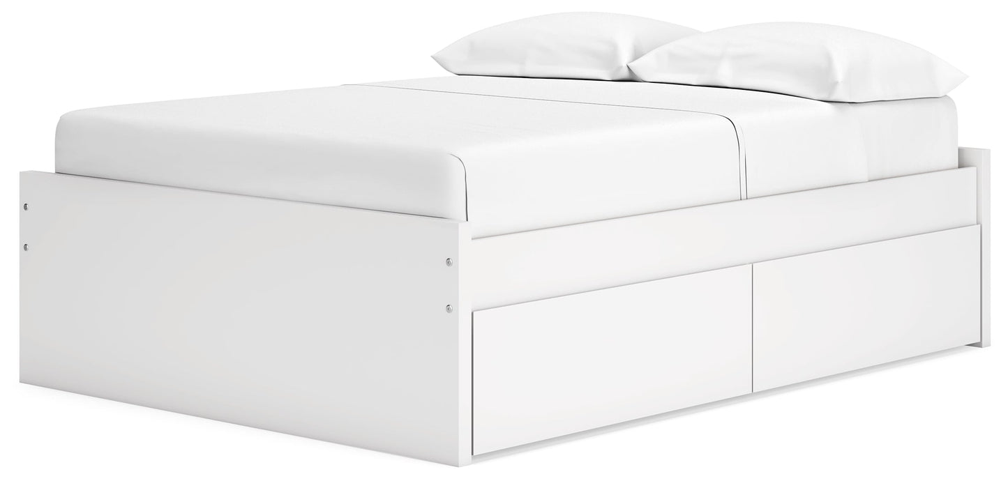 Onita White Full Platform Youth Bed with 2 Side Storage