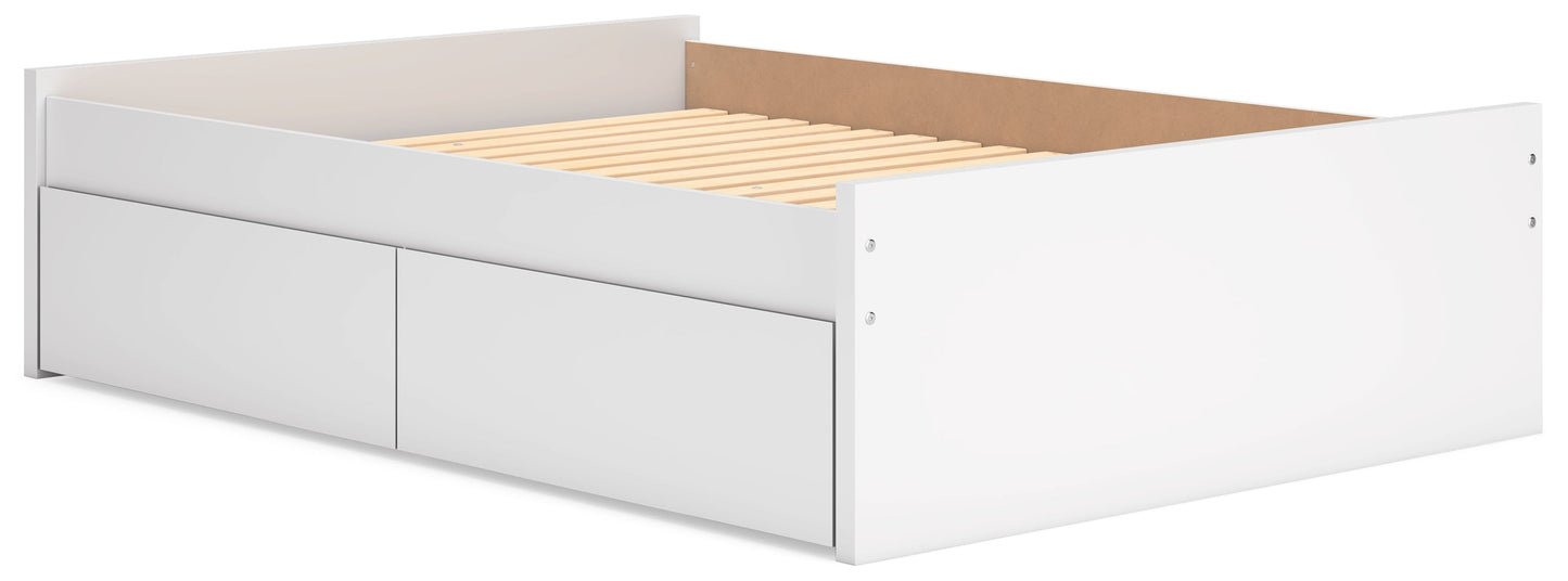 Onita White Full Platform Youth Bed with 2 Side Storage