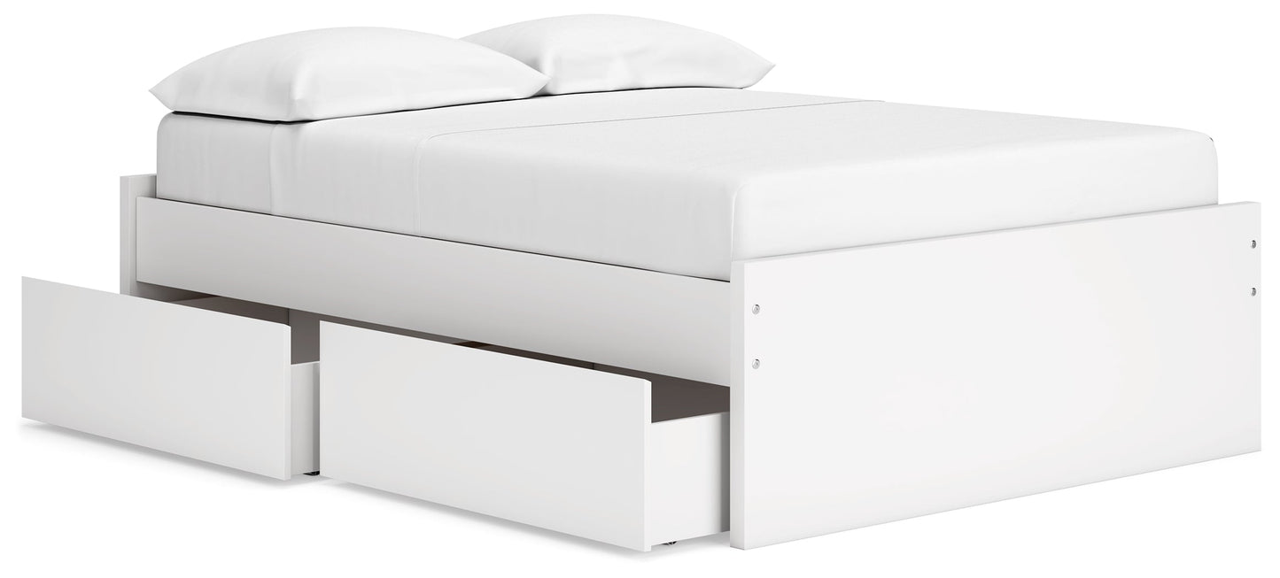 Onita White Full Platform Youth Bed with 2 Side Storage