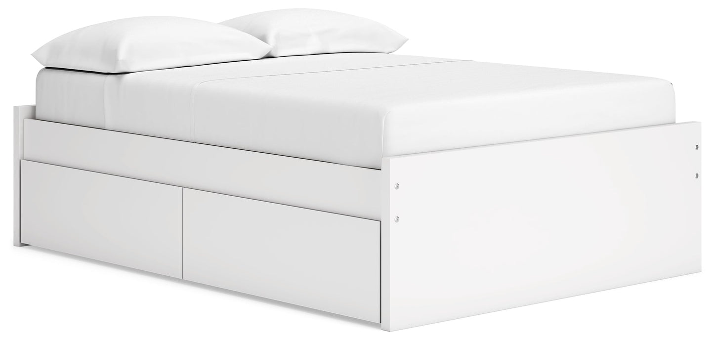 Onita White Full Platform Youth Bed with 2 Side Storage