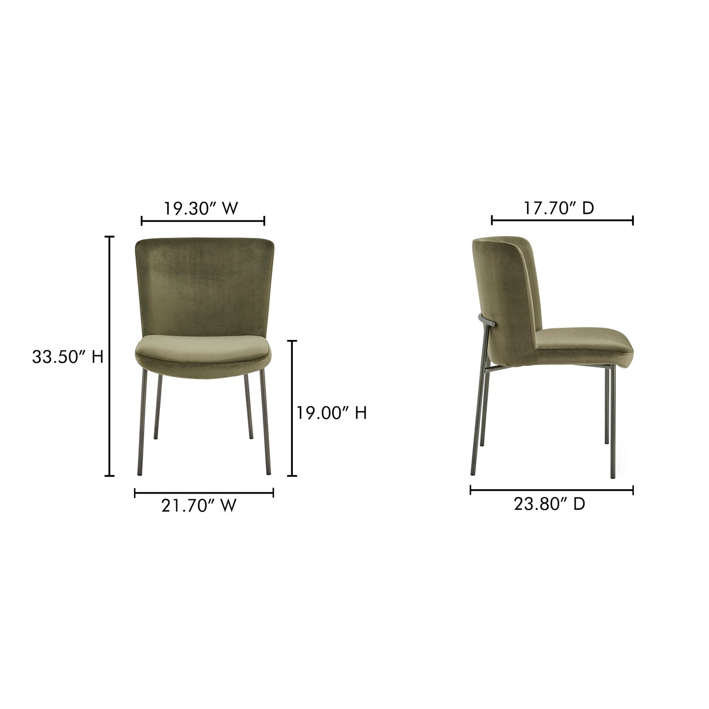 Early Green Dining Chair Mohair (Set of 2) - Ornate Home